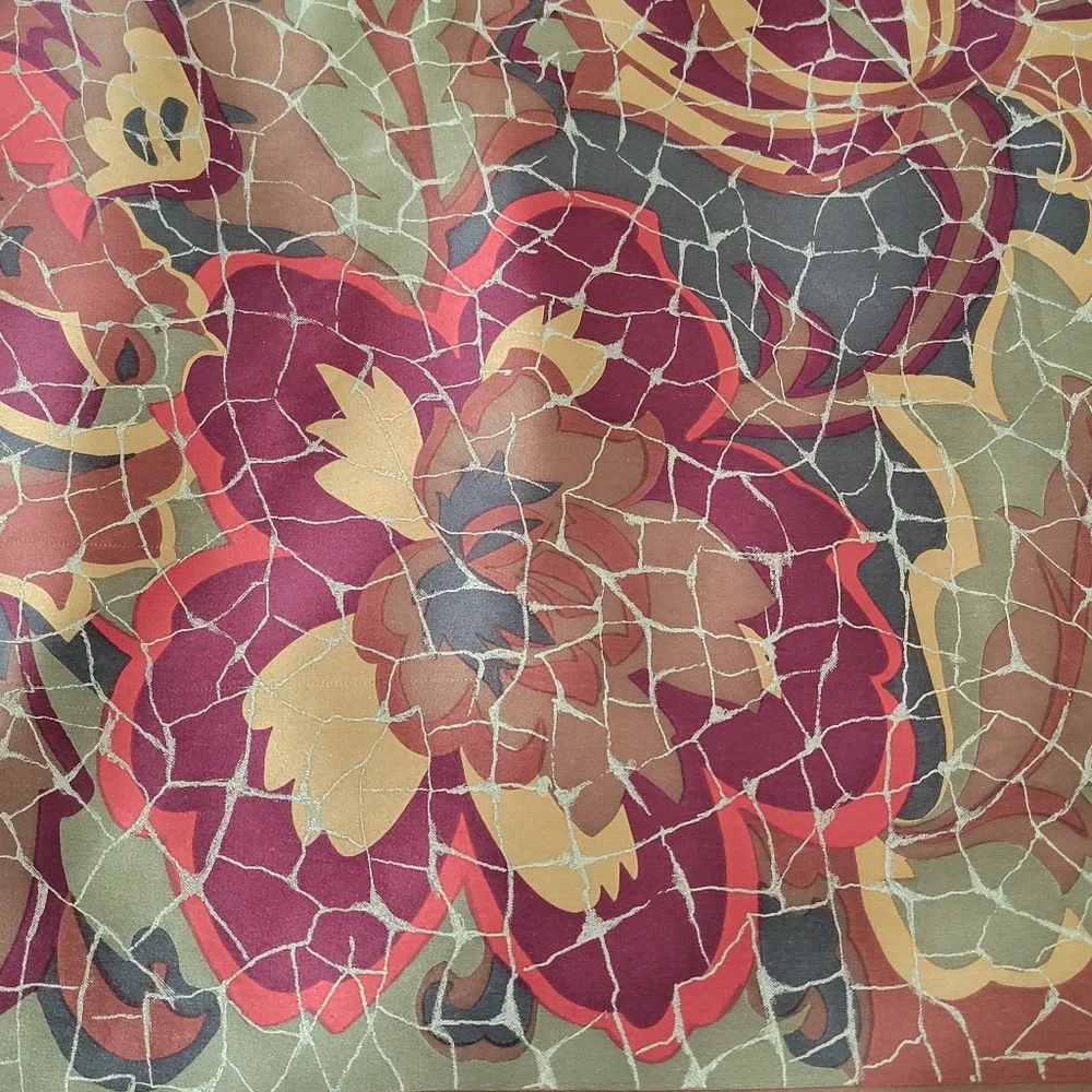 Vintage Jaeger Silk Scarf Made In Italy with Abstract Design.34X34 Inches. - Picture 9 of 15